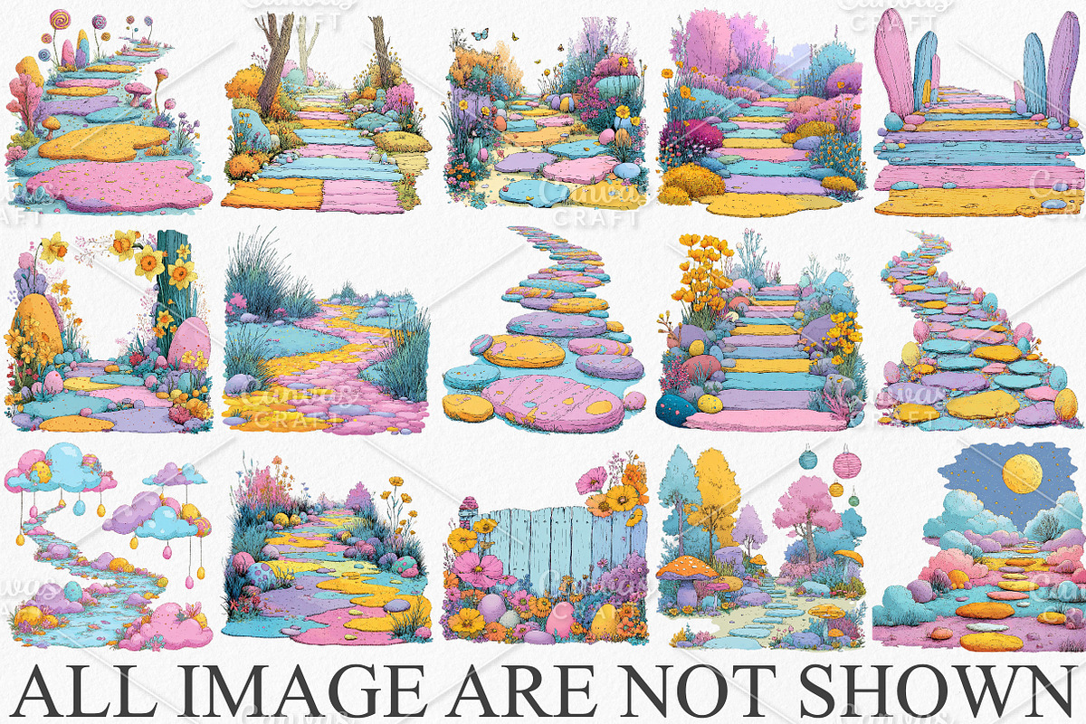 Whimsical Easter Pathway Clipart PNG, an Illustration by Canvas Craft (Photo 3 of 7)
