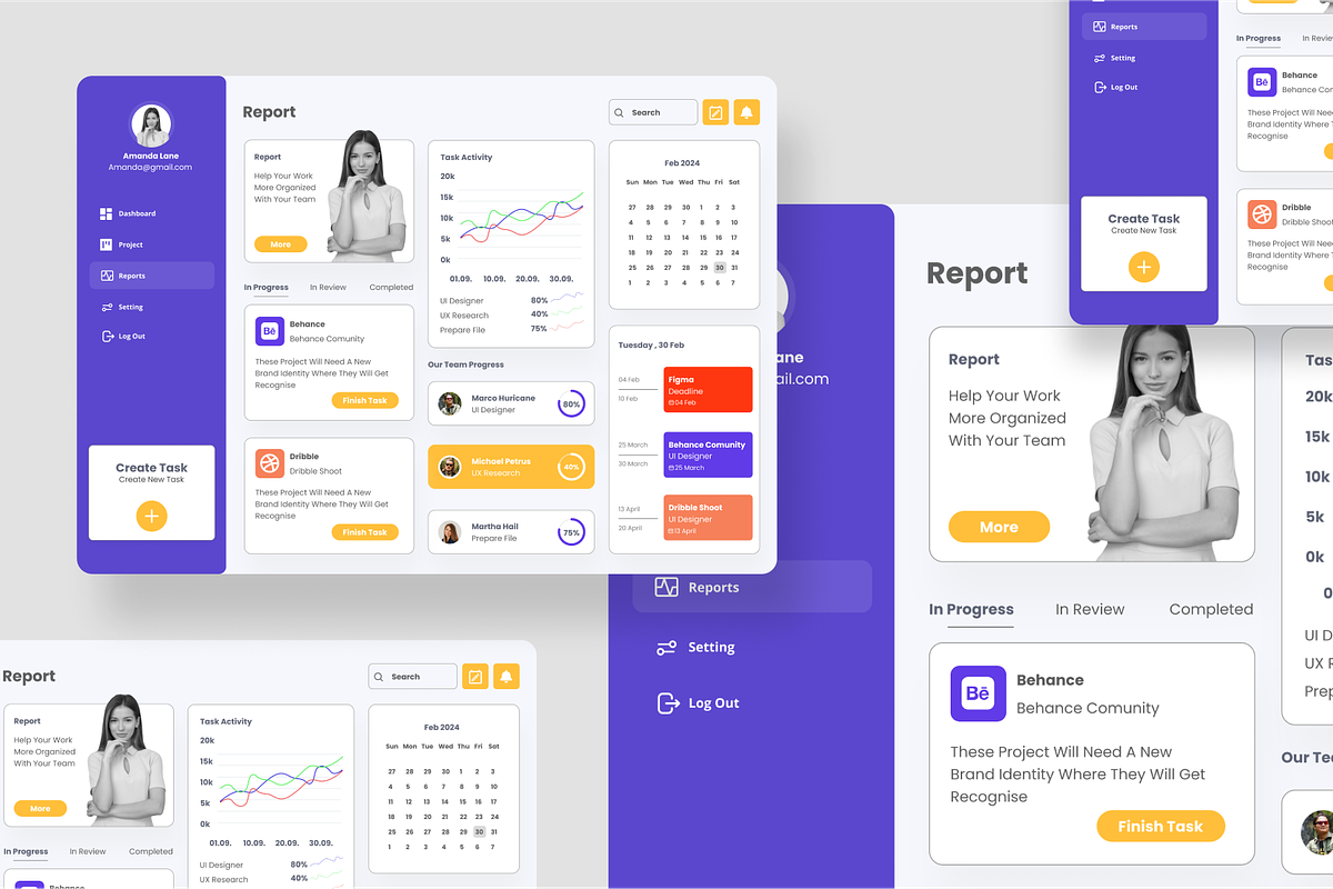 Project Management Admin Dashboard, an UI Kit Template by SquidPixey (Photo 5 of 5)
