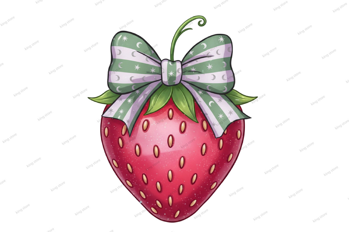 Cute Coquette Bow Strawberry Summer, an Illustration by Designking (Photo 1 of 6)
