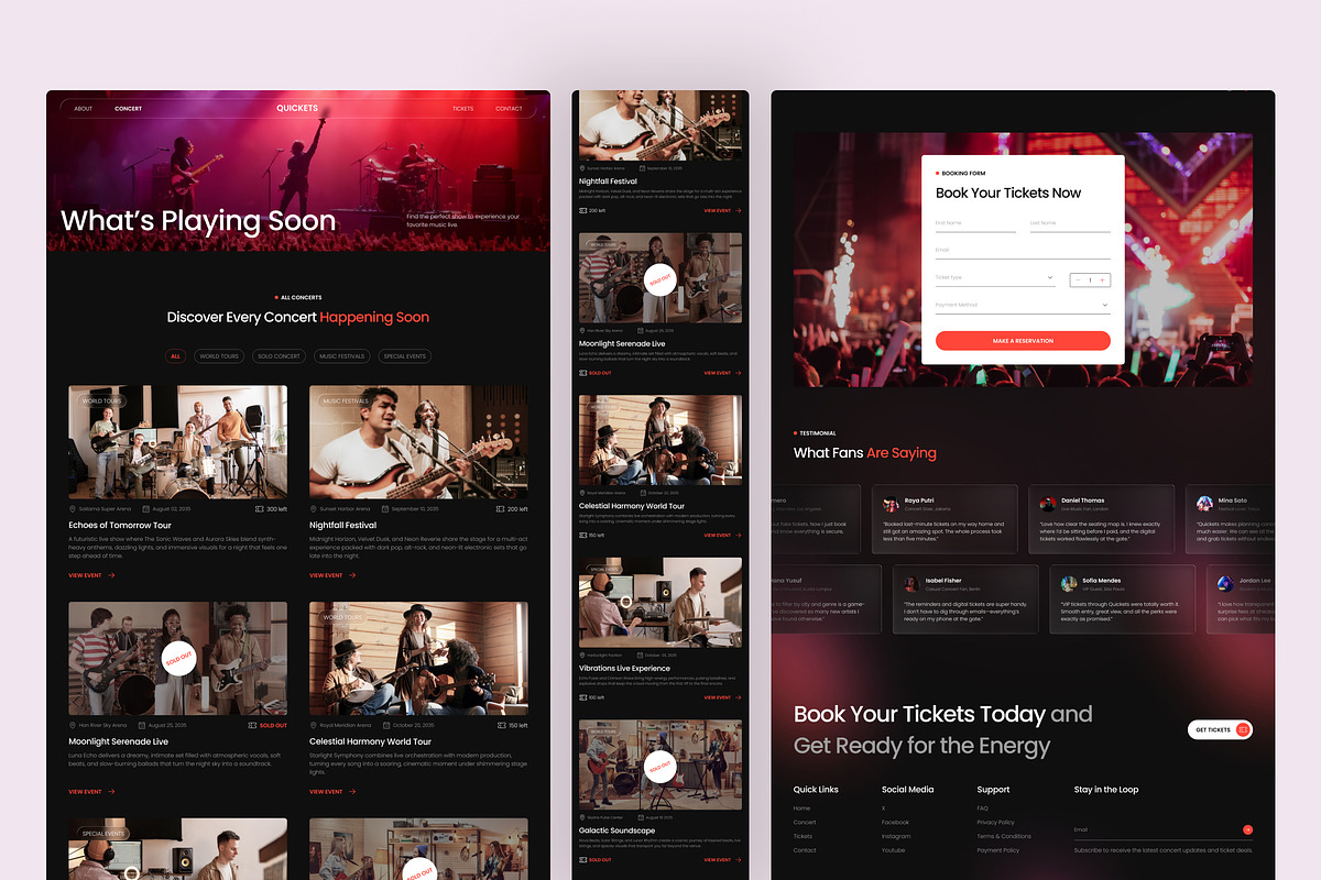 Quickets – Concert Ticketing Website, an UI Kit Template by peterdraw (Photo 4 of 7)