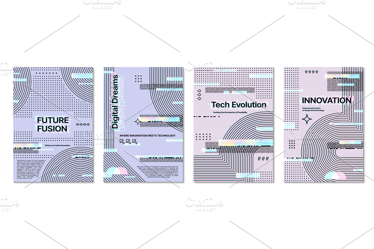 Futuristic glitch poster, cover, a Decorative Illustration by Vector Tradition