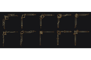 Set of Gold Art Deco corner border, an Illustration by Woters little shop