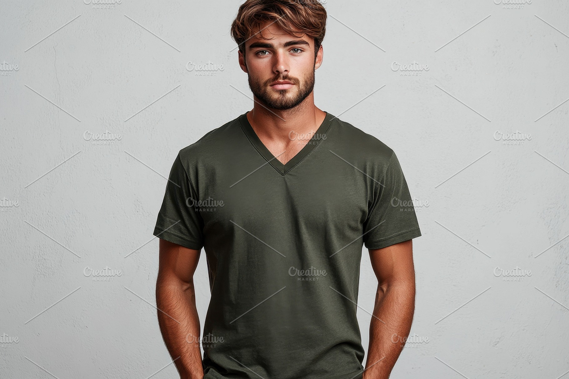 Young man poses confidently in a pla, a Photo by Tanuart