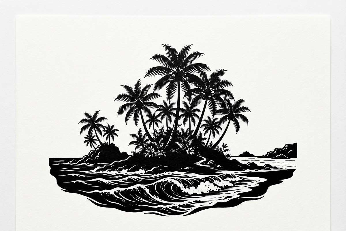 50 Tropical Palm Island Silhouette, an Empty State Illustration by Amazin_art (Photo 4 of 41)