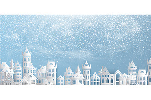 Winter village with snowy houses, a Decorative Illustration by Yayasya