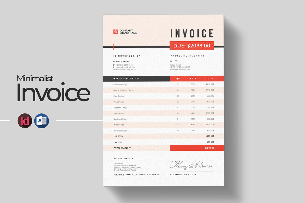 Modern Invoice Template | Word