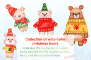 Watercolor Christmas deer and bears, an Animal Illustration by Olha's watercolor (Thumbnail 3 of 8)