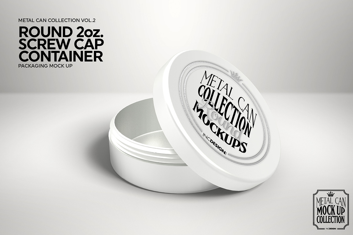 Round 2oz Screw Cap Container Mockup, a Product Mockup by INCDesign (Photo 5 of 6)