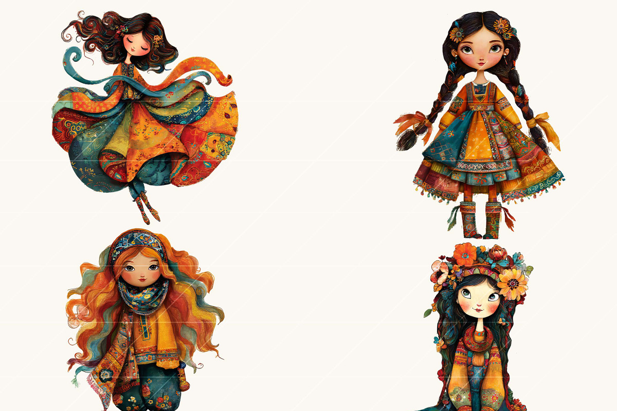Whimsical Quirky Girl Clipart Bundle, a Person Illustration by BusyDaydesign (Photo 5 of 9)