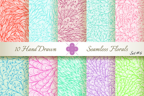10 Ornate Seamless Florals. Set 6