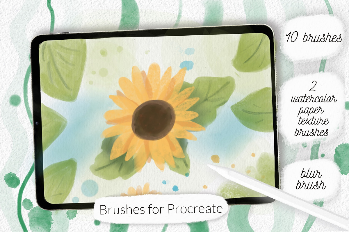 Watercolor texture aquarelle brushes, a Brush Add-On by Let's Art (Photo 5 of 11)