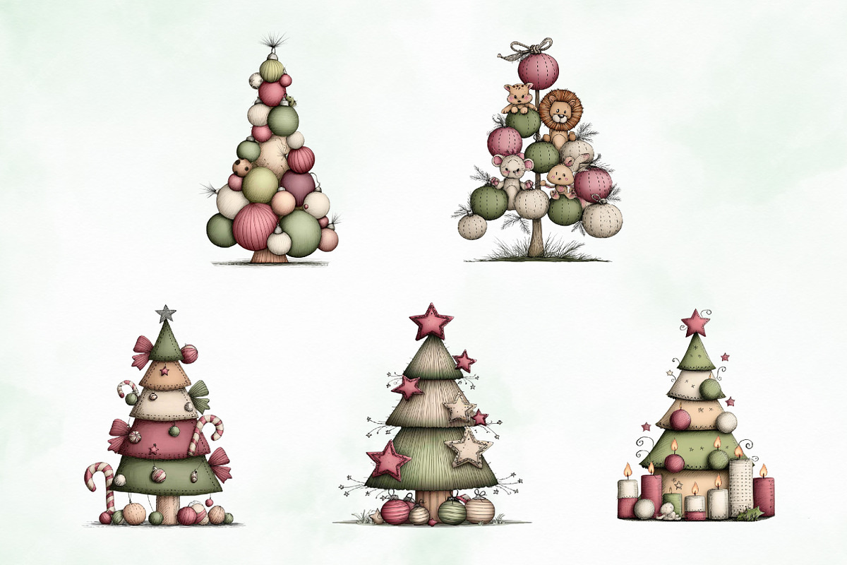 Whimsical Christmas Tree Clipart, an Illustration by Creative Art (Photo 2 of 11)