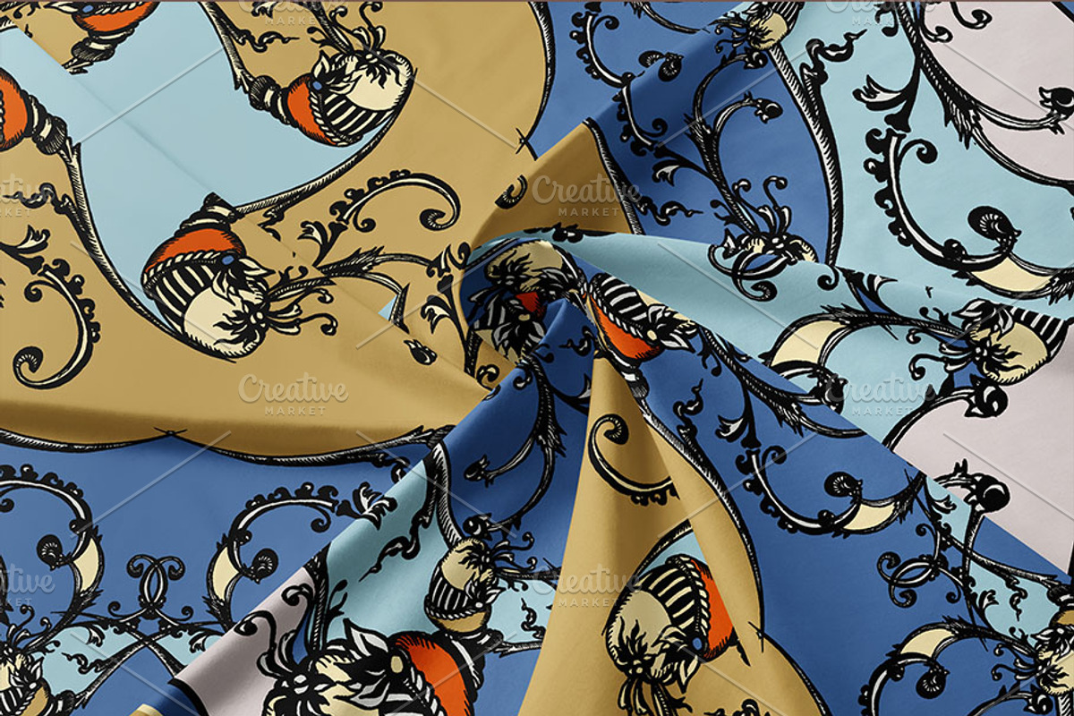 Rococo Botanique Silk Scarves Design, a Decorative Illustration by ilustrinna (Photo 5 of 12)