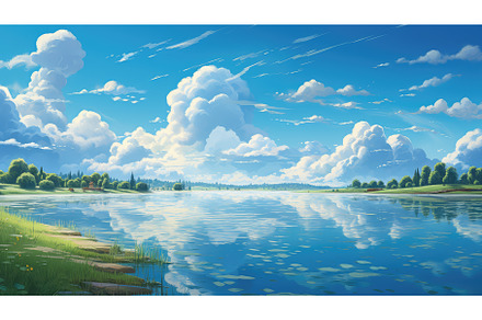 view nature sky summer landscape ai, a Nature Photo by pikepicture