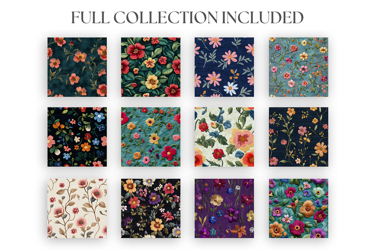 Embroidered Flowers Texture Patterns, a Pattern Graphic by Artful Assets Boutique (Photo 2 of 4)