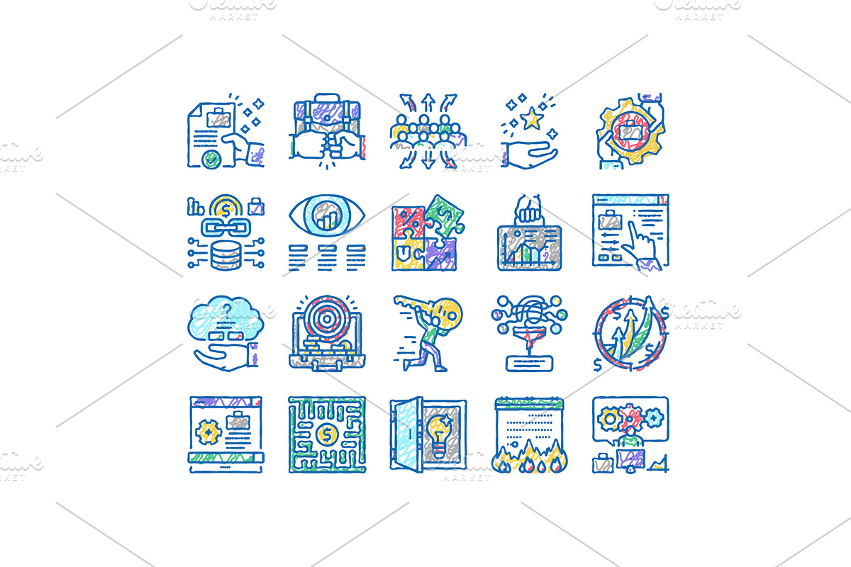 Solution Business Problem Task Icons, an Object Illustration by pikepicture