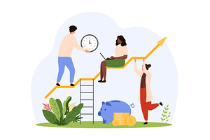 Success productivity & finance plan, a Person Illustration by Flashvector