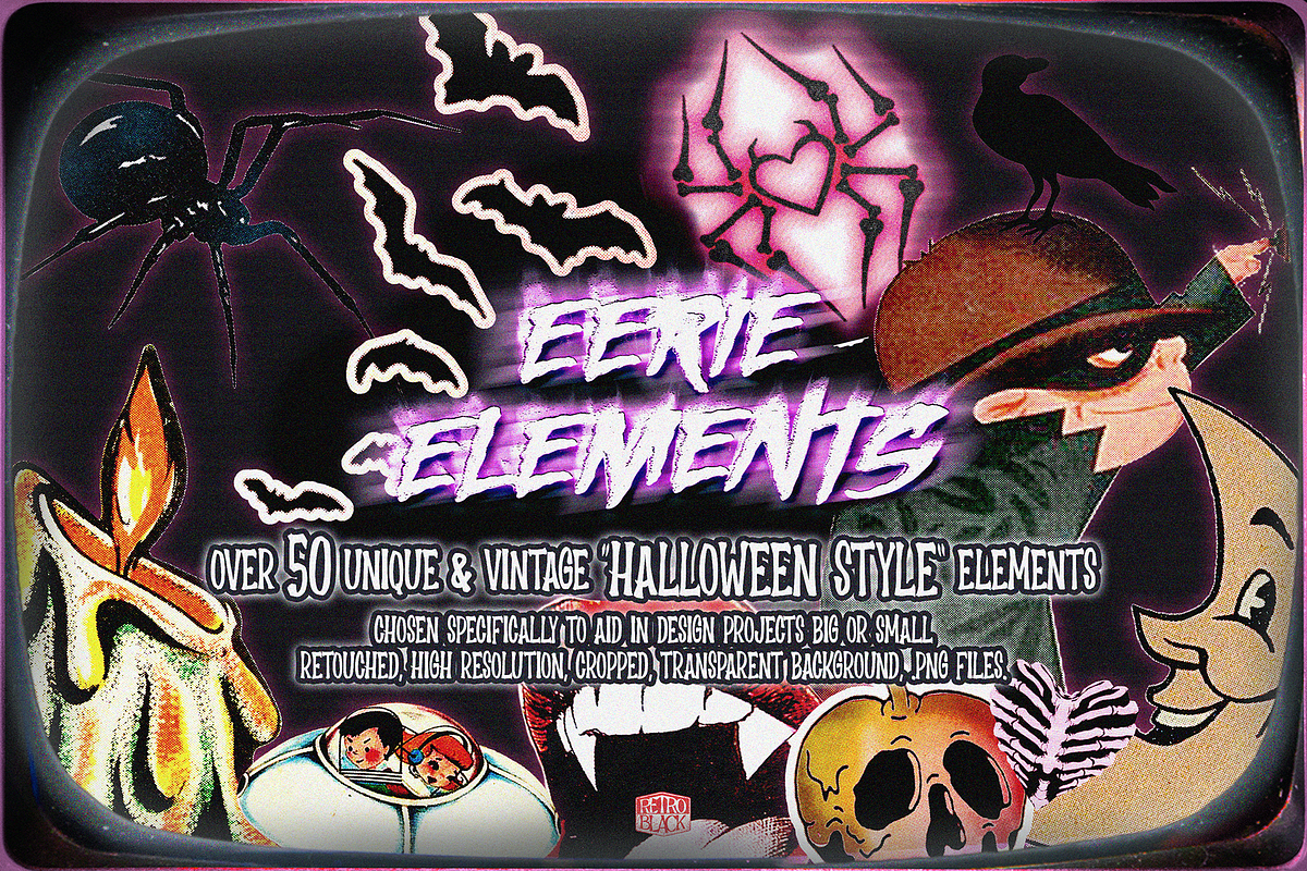 Retro Halloween Horror Collage Pack, an Object Graphic by Retro Black Studio (Photo 9 of 19)