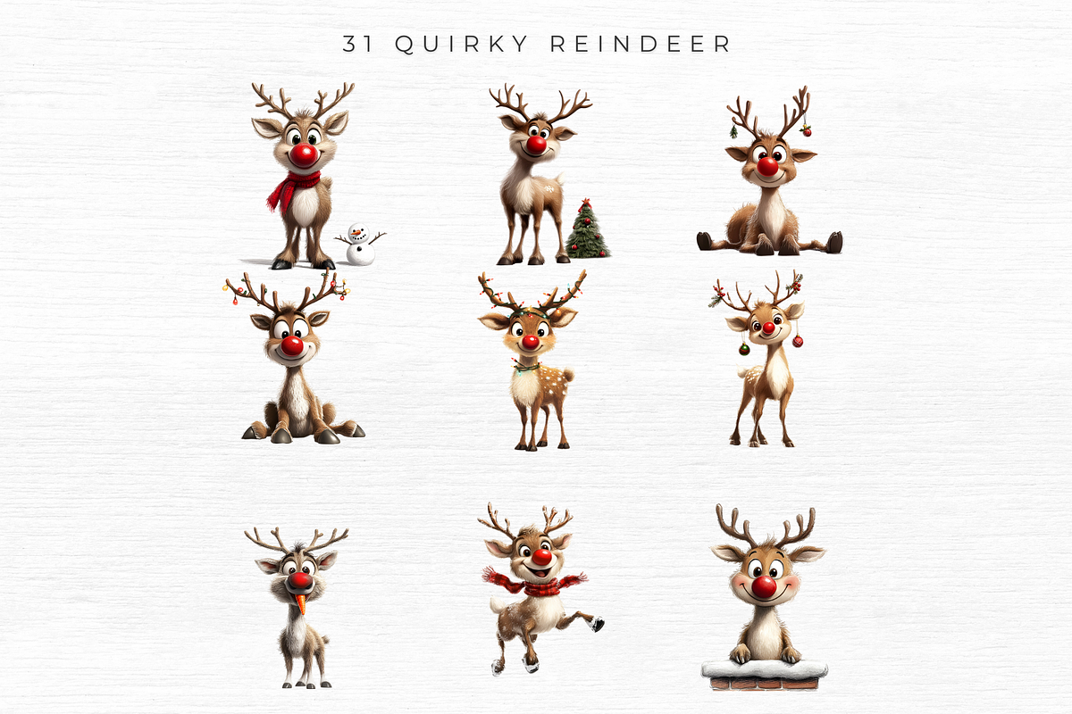 Quirky Reindeer Clipart, a Seasonal Illustration by EllyandLima (Photo 5 of 6)