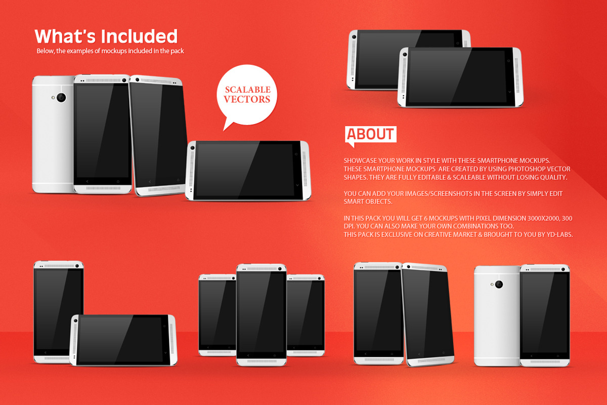 Android Smartphone Mockups V2, an Android Mockup by ydlabs