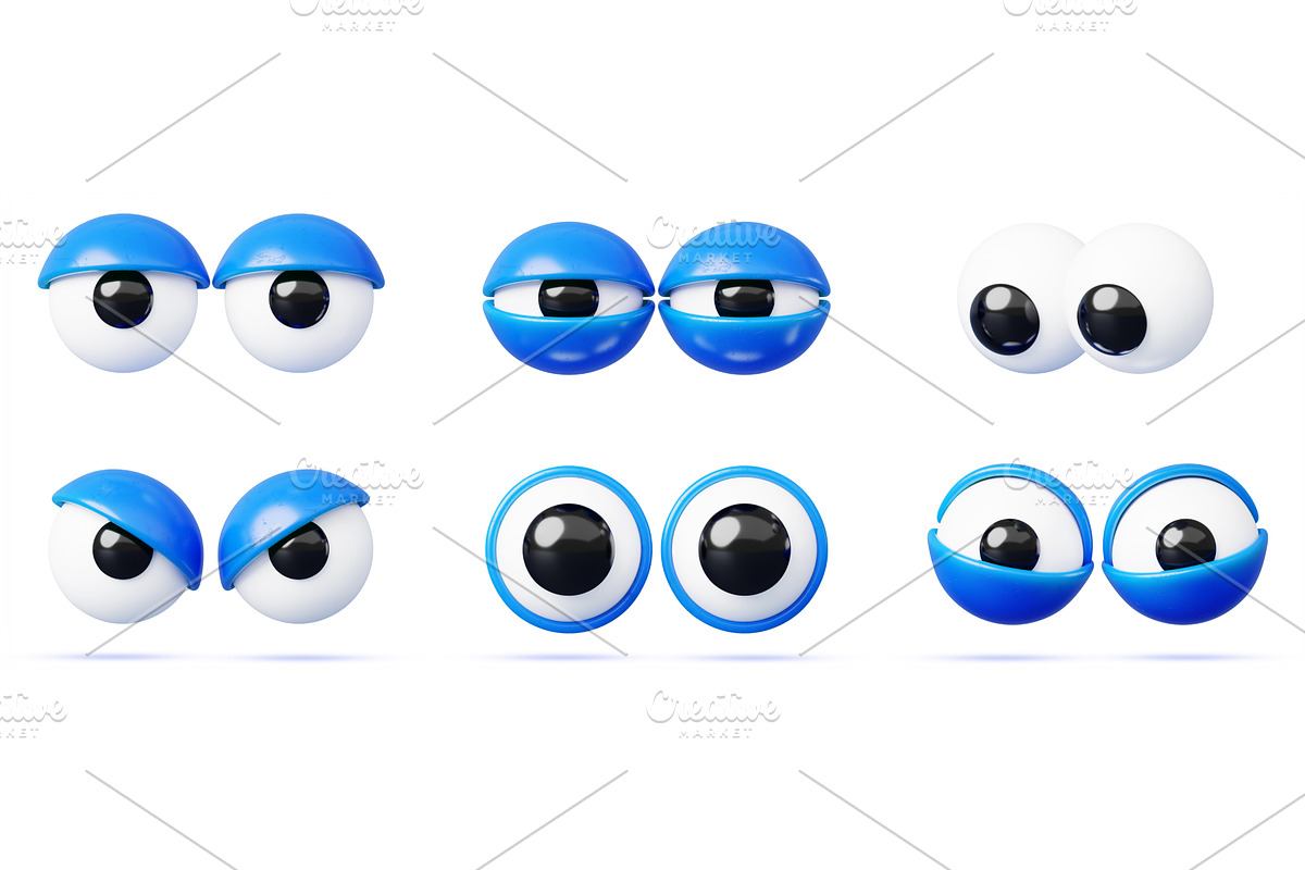 Googly eyes 3d set, comic character, a Person Illustration by Marozhkastudio