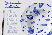 Bird life watercolor set, an Animal Illustration by ZiziMarket (Thumbnail 1 of 5)