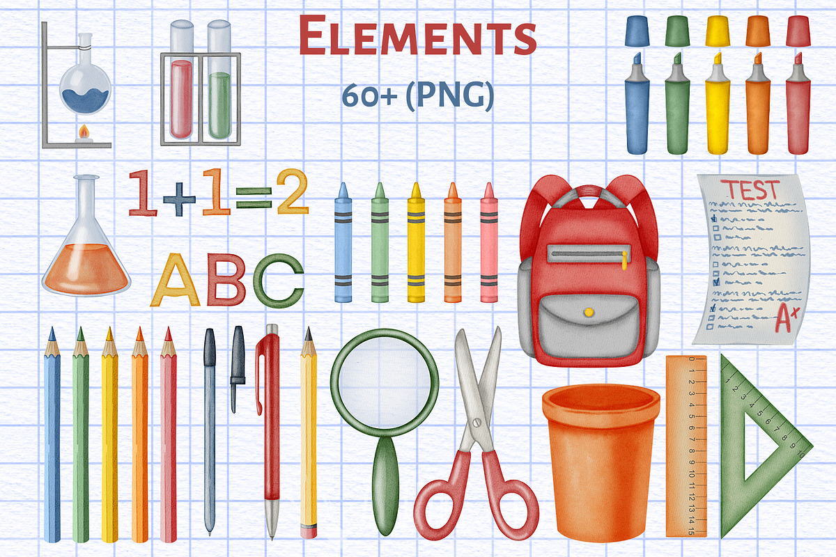 Back to School Watercolor Collection, an Education Illustration by Andre_Eva (Photo 3 of 13)