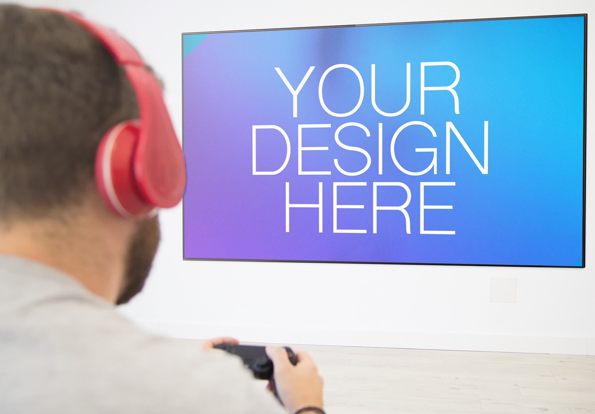 Man Playing Videogames Mockup, a Device Mockup by McLittle Stock