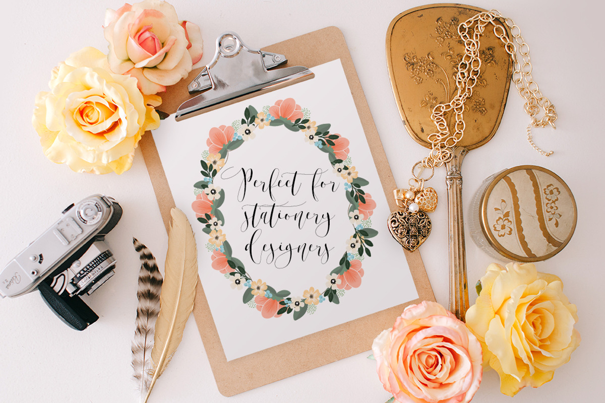 Modern hand drawn floral wreath, an Illustration by Printable Wisdom (Photo 2 of 4)