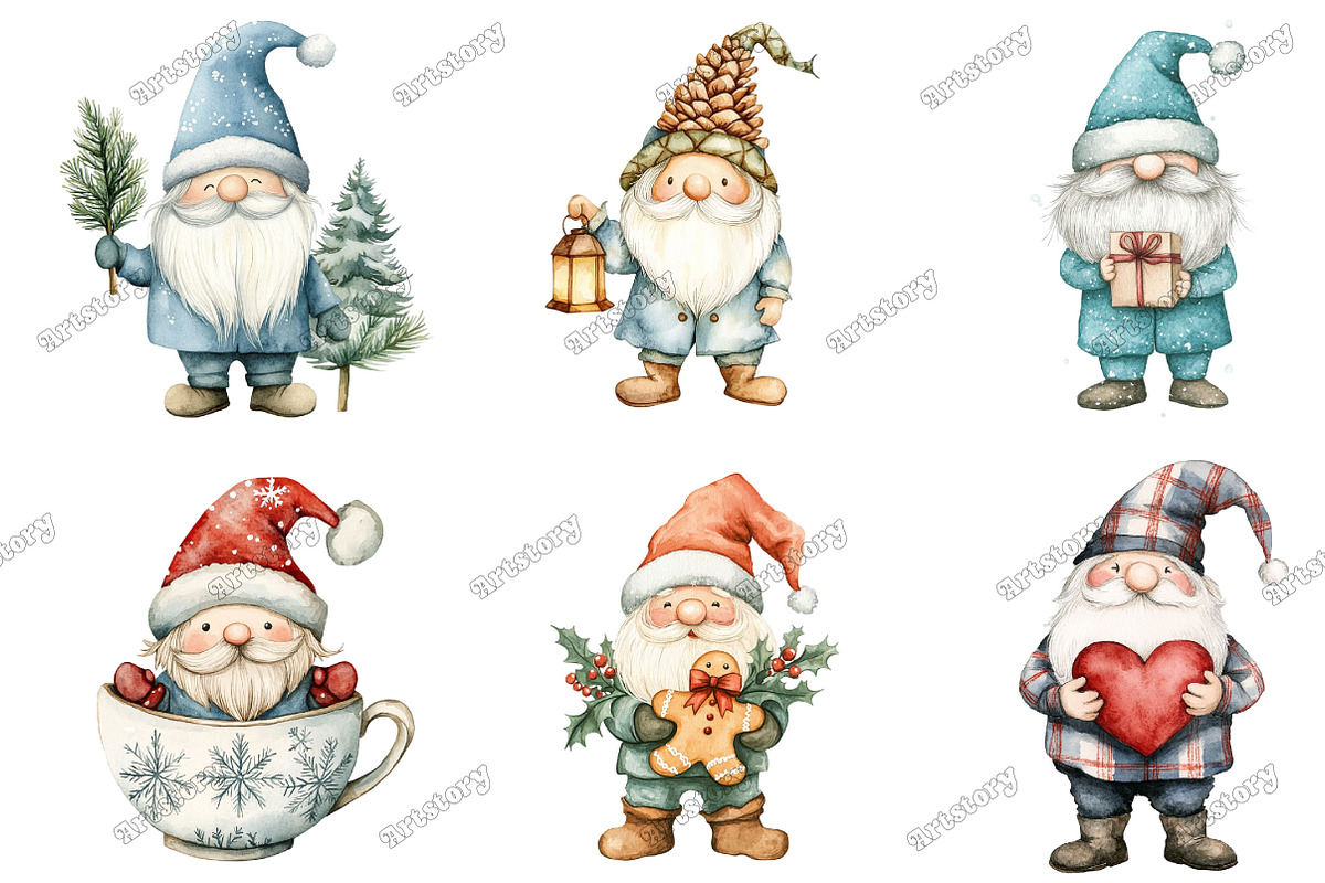 Winter Christmas Gnome Clipart, an Illustration by designcity5 (Photo 2 of 5)