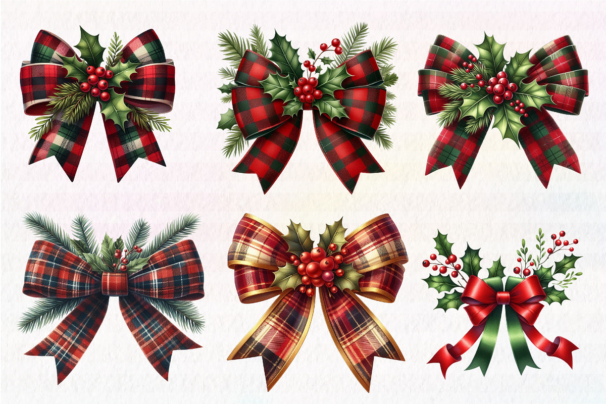 Coquette Christmas Bow Clipart, an Illustration by CreationArt (Photo 4 of 5)