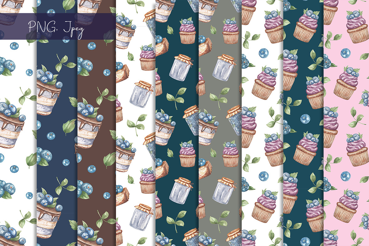 Blueberry watercolor collection, an Object Illustration by Pattern + watercolor (Photo 4 of 10)
