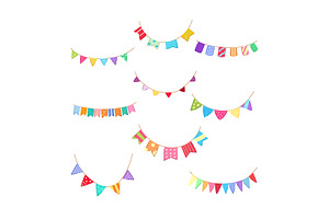 birthday flags set cartoon vector, an Object Illustration by pikepicture