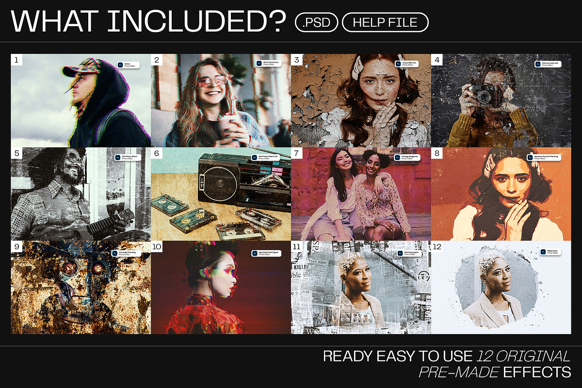 12 Photo Effect Templates, a Layer Style Add-On by iDoodle Studio (Photo 2 of 6)