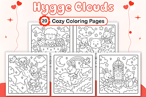 Hygge Clouds Cozy Coloring Pages, an Animal Illustration by Coco Bloom