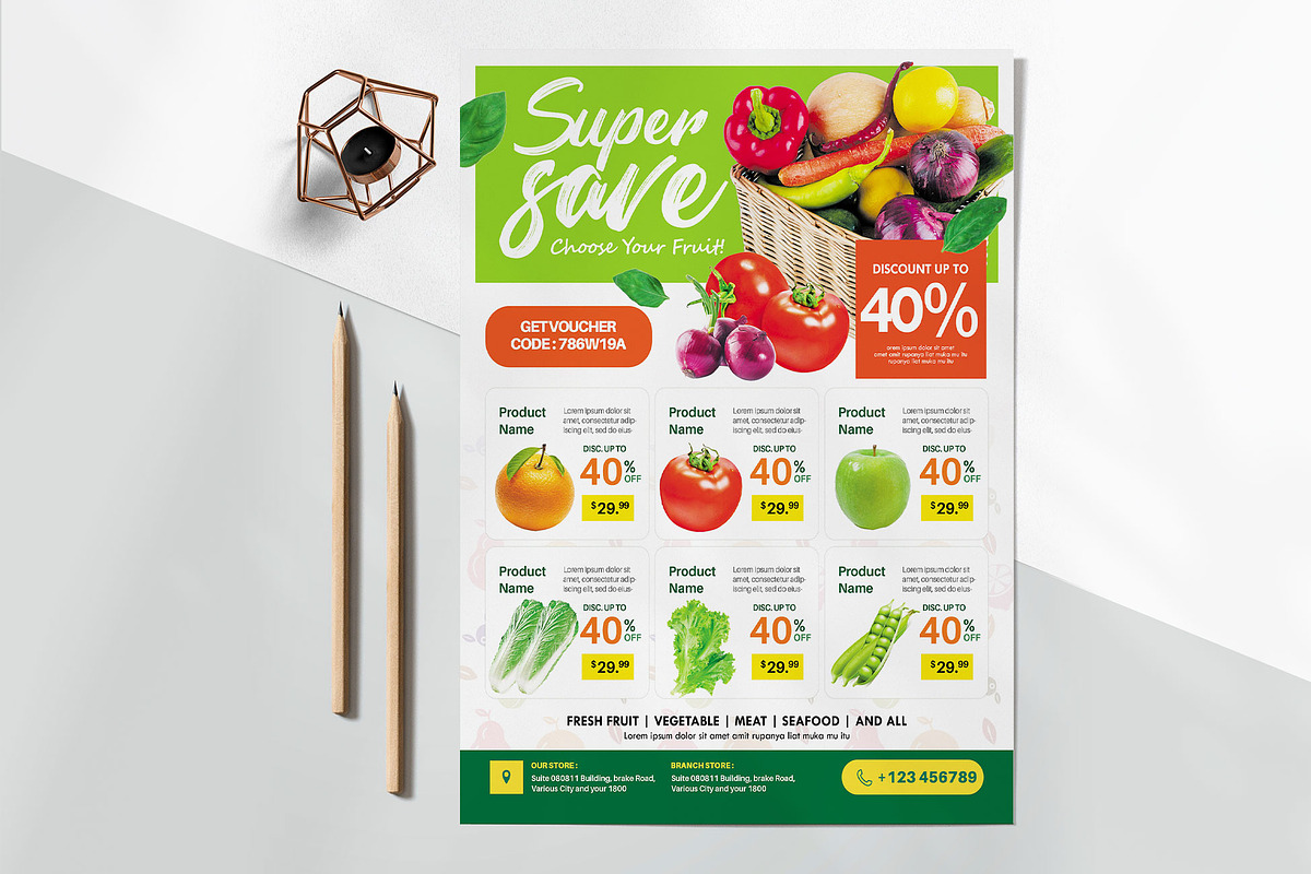Supermarket Grocery Flyer Template, a Flyer Template by jobnabru (Photo 2 of 2)