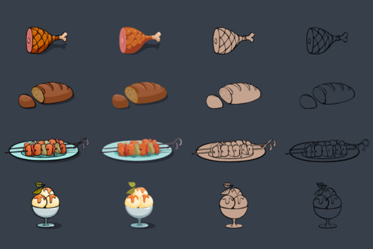 Cartoon Food Icons Game Set, a Food Illustration by Chuchilko shop (Photo 10 of 13)