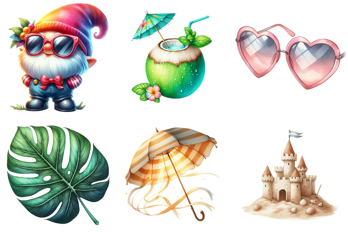 Watercolor Summer Clipart, an Illustration by DreamPrint404 (Photo 4 of 6)