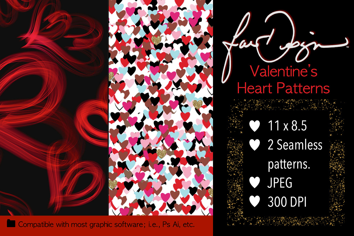 Valentine's Heart Patterns, a Pattern Graphic by faeDesign (Photo 1 of 6)