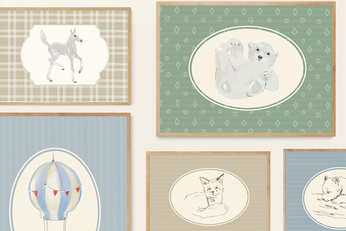 Animals Nursery Wall Art Prints, a Background Graphic by whiteheartdesign (Photo 6 of 17)