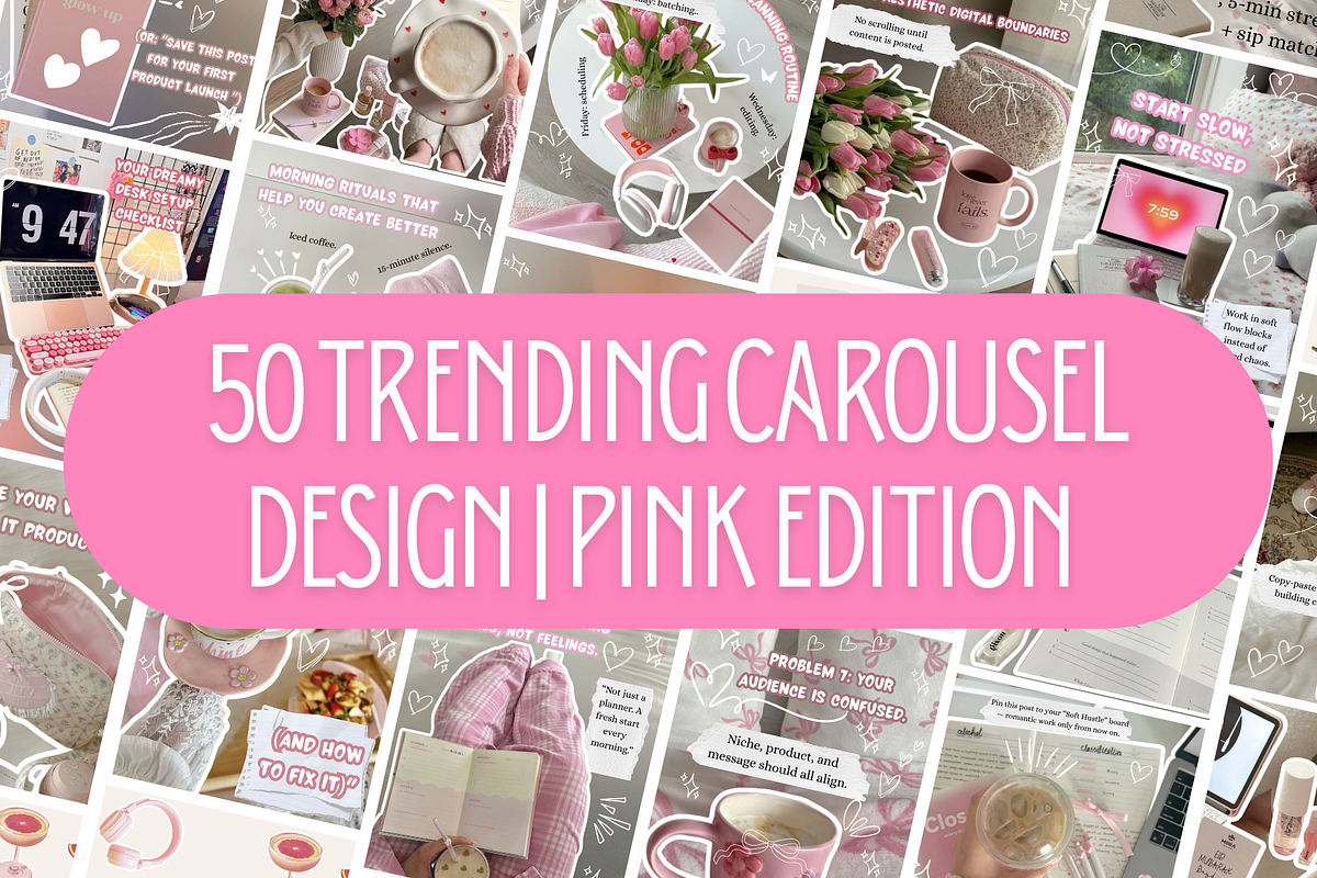 50 Trending Carousel Design | Pink, a Social Media Template by thecyella.co (Photo 1 of 6)