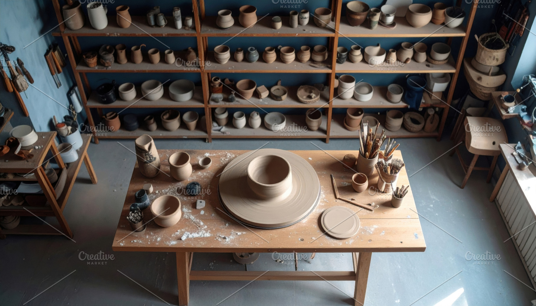 Top View Pottery Wheel and Worktable, an Arts & Entertainment Photo by Davizro's Market