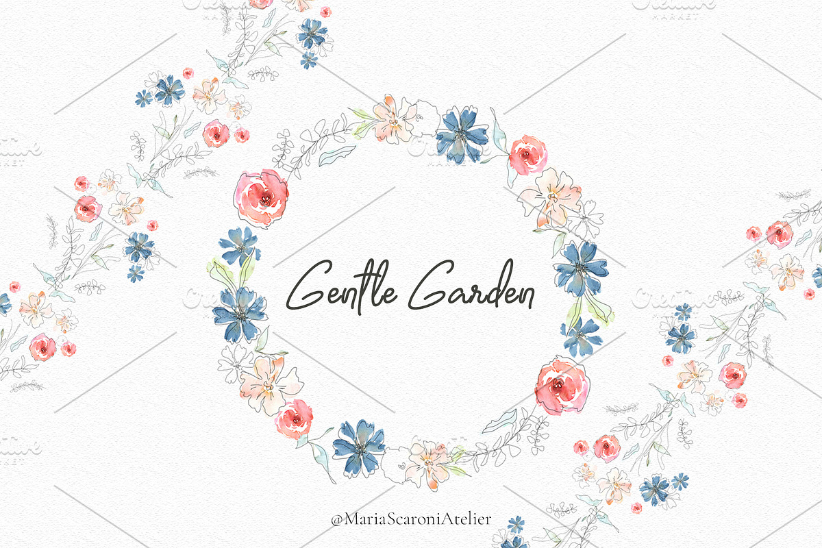 Gentle Garden Watercolor Flowers, a Decorative Illustration by MariaScaroniAtelier (Photo 3 of 7)