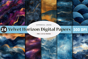 Velvet Horizon Digital Papers, a Pattern Graphic by SinaCreation