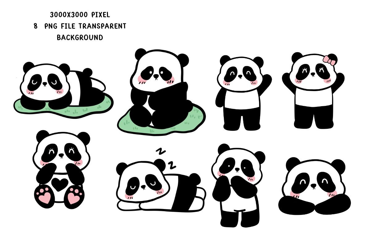 Cute Panda Clipart Set PNG, an Animal Illustration by Nattapohncha (Photo 2 of 3)