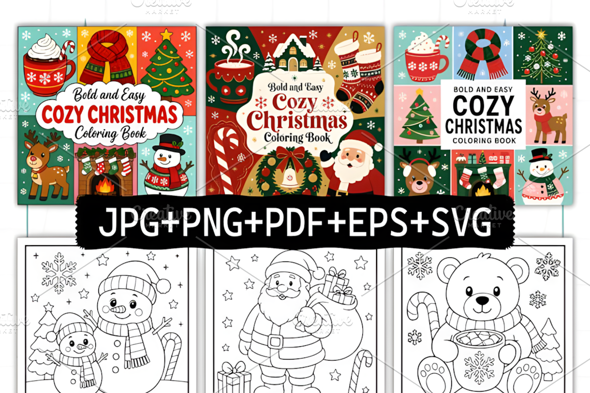 Cozy Christmas Bold Easy Coloring, a Seasonal Illustration by Coco Bloom (Photo 2 of 3)