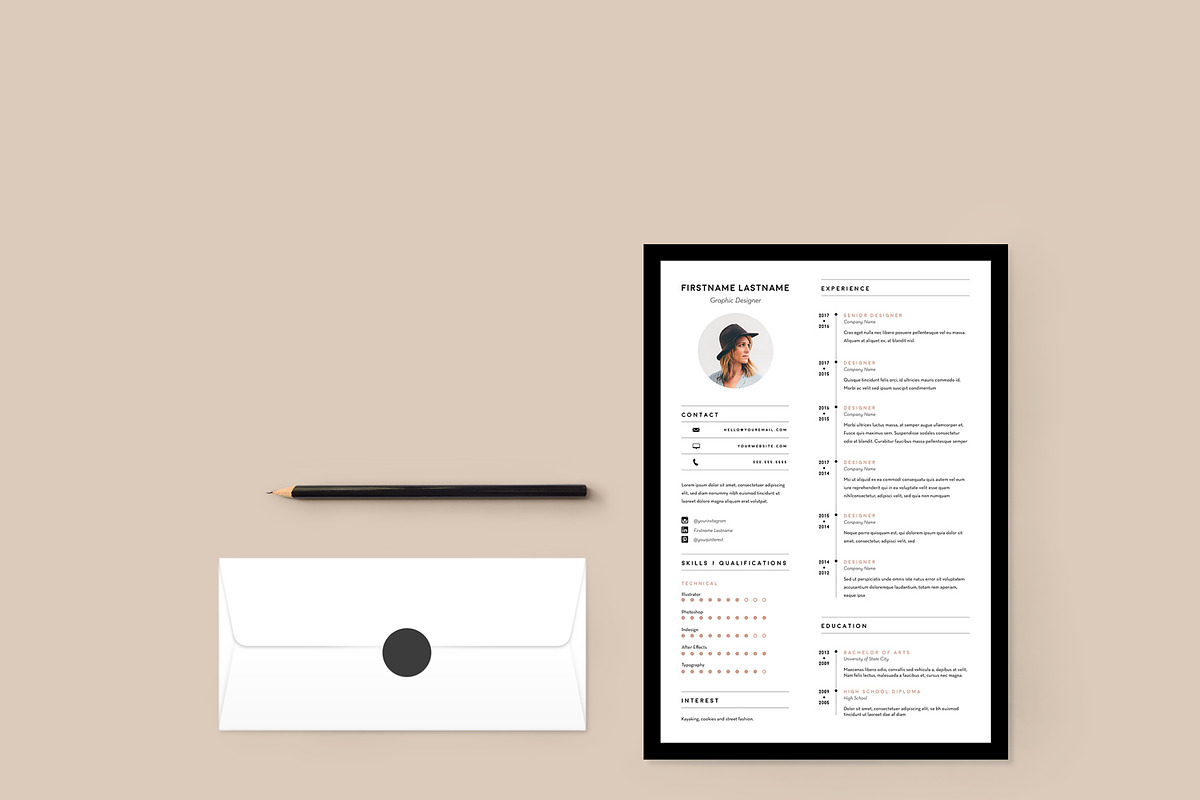 Minimal Sophisticated Resume / CV, a Resume Template by QuixoticDesignCo (Photo 2 of 3)