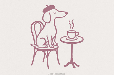 Dog Drinking Coffee PNG, Cute Dog, an Illustration by SharpMarketplace