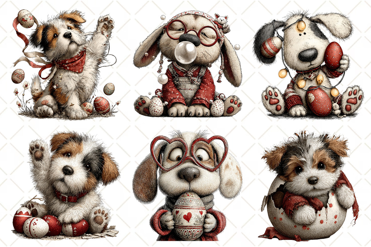 Whimsical Easter Dog Clipart, an Illustration by Black Bird Studio (Photo 5 of 6)
