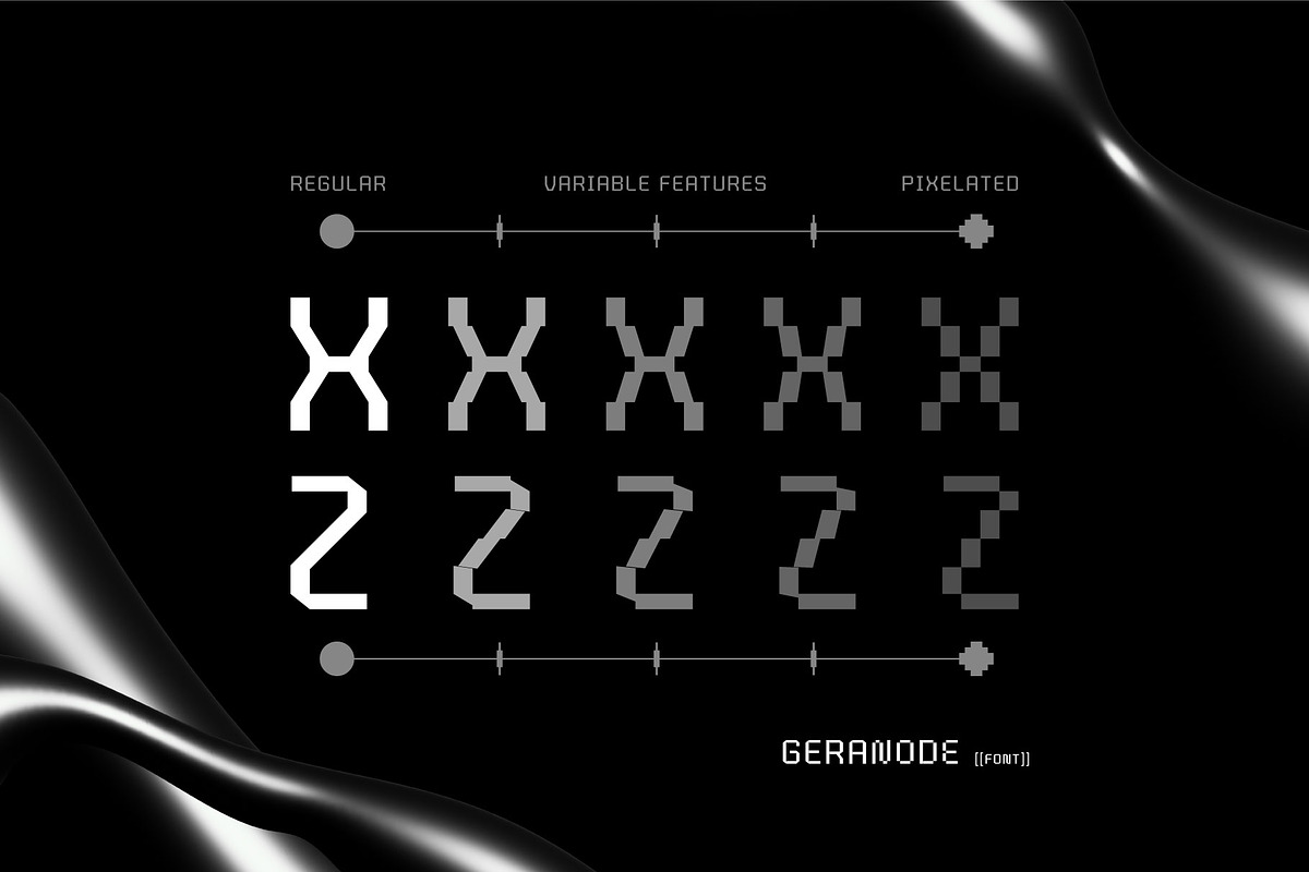 Geranode - Techno Display Pixel Font, a Sans Serif Font by Drizy (Photo 4 of 9)